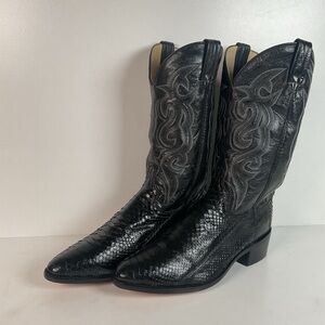 Dan Post Python Snakeskin Cowboy Boots | Midnight Black | Men’s 11 D